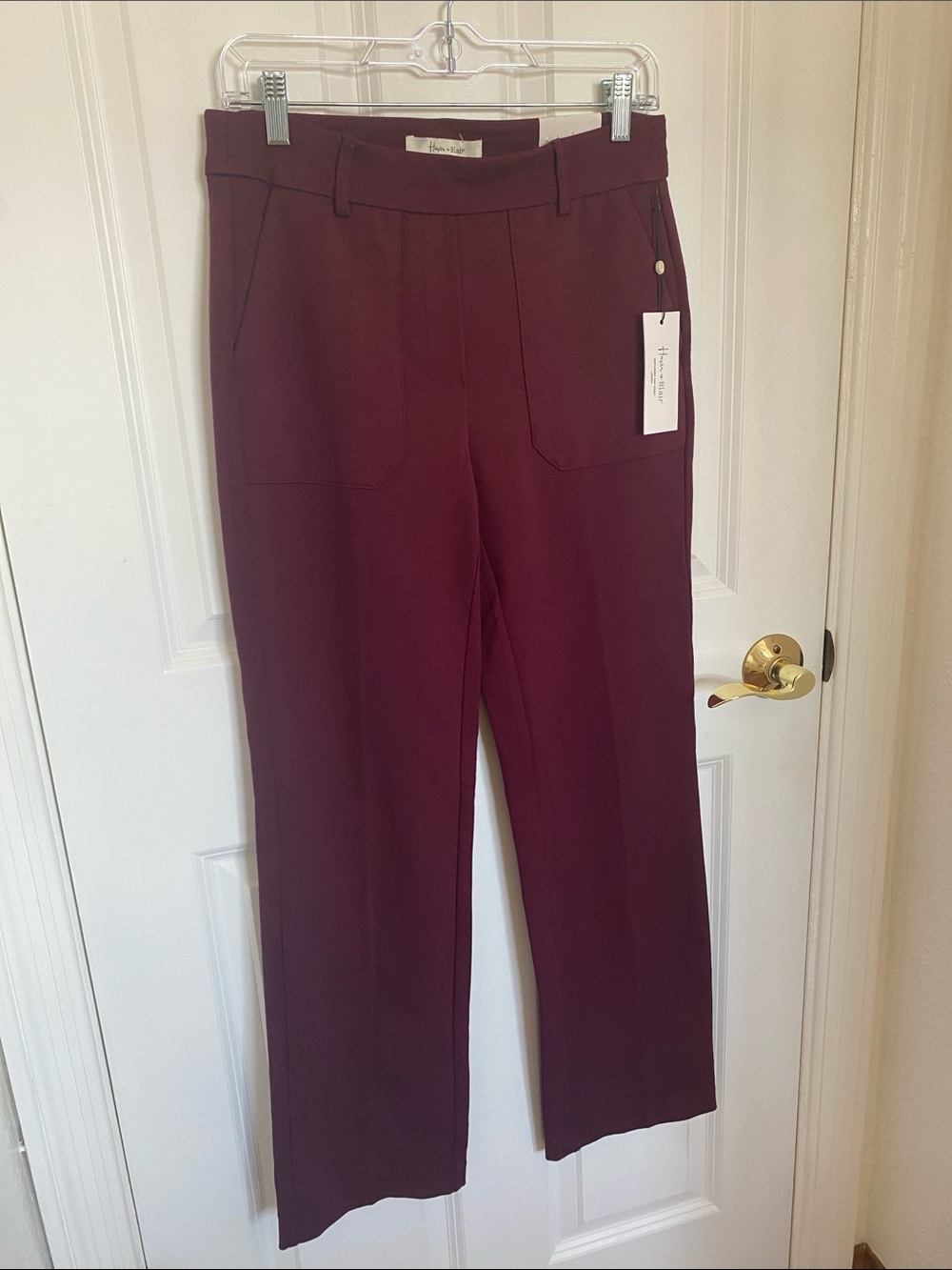 NWT Haver & Blair Pull On Bootcut Burgundy Straight-Leg Trousers Size S
